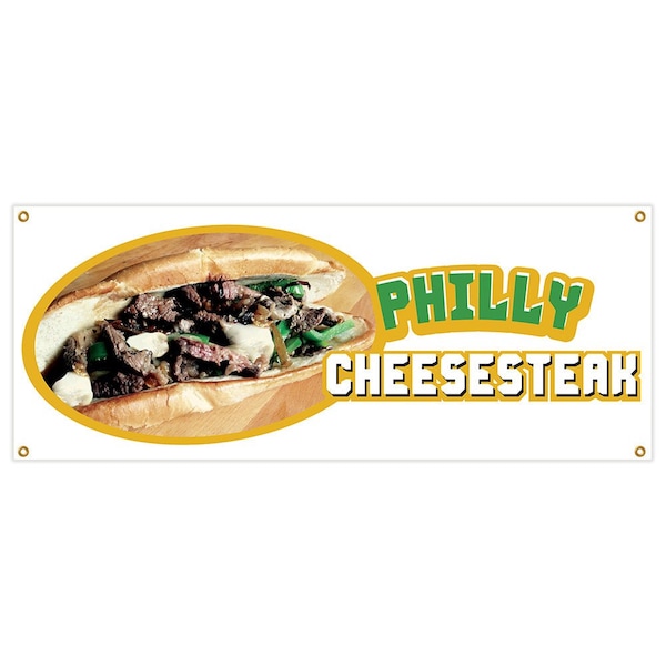 Philly Cheesesteak Banner Heavy Duty 13 Oz Vinyl with Grommets